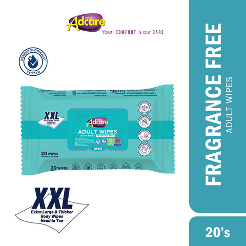 Adcare Adult/Bath Fragrance Free Wipes Tisu Basah Dewasa 20's