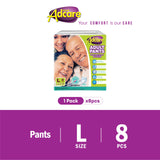 Adcare 成人一次性裤型帮宝适（M 10/ L 8 / XL 6）1袋