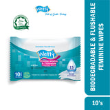 Wetty Biodegradable & Flushable Feminine Toilet Wet Tissue (1 x 10's)