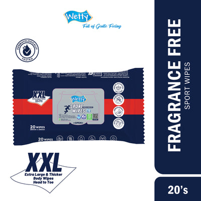 Wetty Sport Fragrance Free Menthol Cooling Feel Wipes 20's