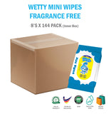 Tisu Mini Wetty Wetty Free Wipes Tisu Mini 8 x 144 (1 Karton)
