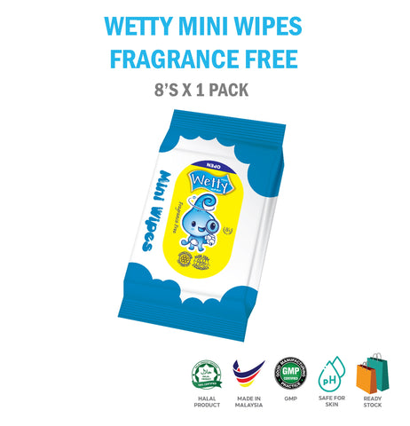 Fragrance Free Mini Wet Wipes (8's)