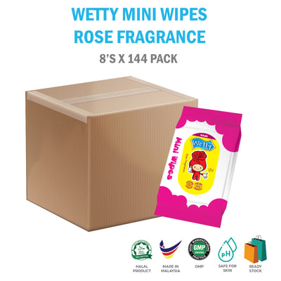 Rose Fragrance Mini Wet Wipes (144pack x 8's) 1 Carton