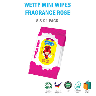 Rose Fragrance Mini Wet Wipes (8's)