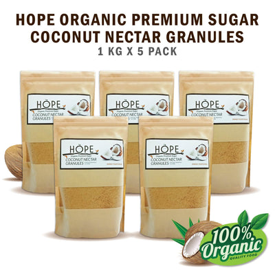 HOPE 有机优质椰子花蜜颗粒糖（1kg x 5 包）纸箱