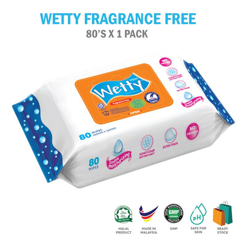 Wetty Fragrance Free 湿巾 80 片