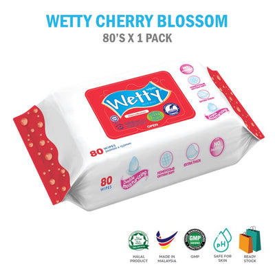Wetty Wet Wipes 漂亮的樱花香味婴儿湿巾（1 x 80 片）