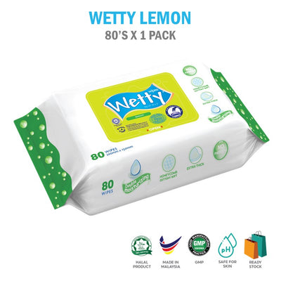 Wetty Wet Wipes Nice 柠檬香氛婴儿湿巾（1 x 80 片）