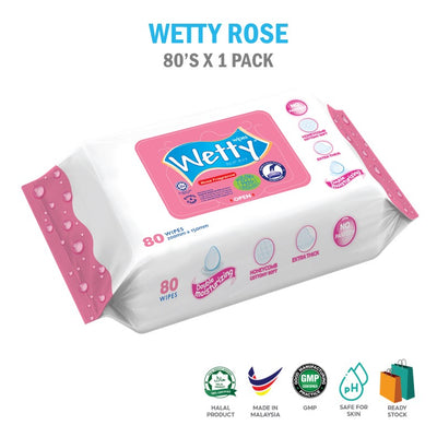 Wetty Wet Wipes Nice 玫瑰香味婴儿湿巾（1 x 80 片）