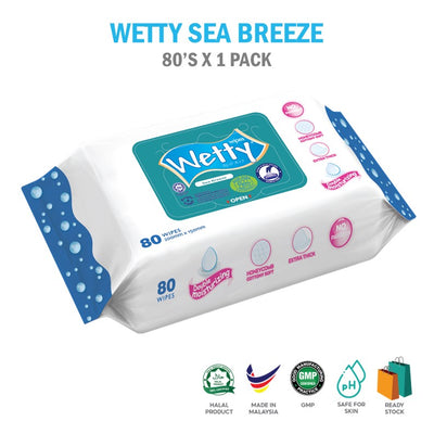 Wetty Wet Wipes Nice Sea Breeze Fragrance 婴儿湿巾（1 x 80 片）
