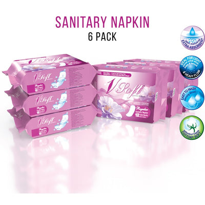 VSOFT Sanitary Napkin Feminine Care (6 Pack x 12's)