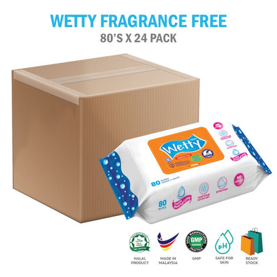 Wetty Wet Wipes 无香味婴儿湿巾（24 包 x 80 片）1 箱