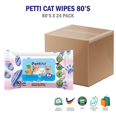Petti Pet Cat Wipes (80's x 24 Bag) 1 Carton