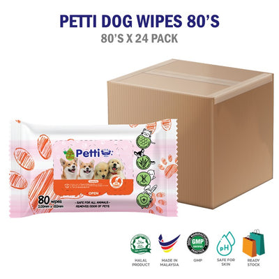 Petti Pet Dog Wet Wipes (80's x 24 Bag) 1 Carton