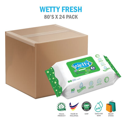 Wetty Wet Wipes Nice Fresh Fragrance 婴儿湿巾（24 包 x 80 片）1 箱