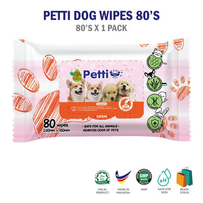 Petti Pet Dog Wipes Aloe Vera Wet Wipes 80-an