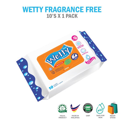 Wetty Fragrance Percuma Wet Wipes 10's