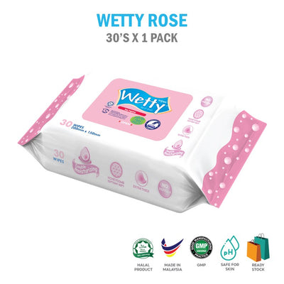 Wetty Wipes Nice 玫瑰香味婴儿湿巾超厚（1 x 30 片）