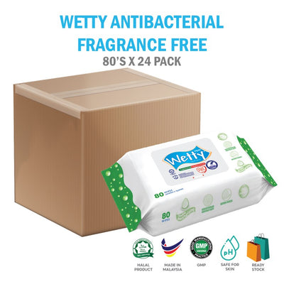 Antibacterial Fragrance Free Wet Wipes (24 Pack x 80's) 1 Carton