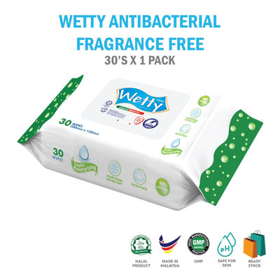 Antibacterial Fragrance Free Wet Wipes (1 x 30's)