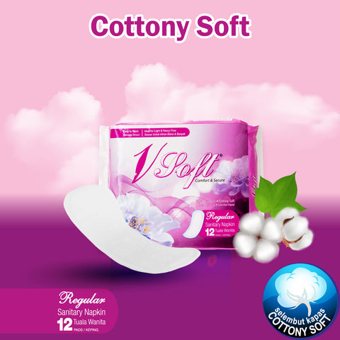 VSOFT 22 厘米卫生巾超吸水棉质柔软无味女性护理（6 包 x 12 片）